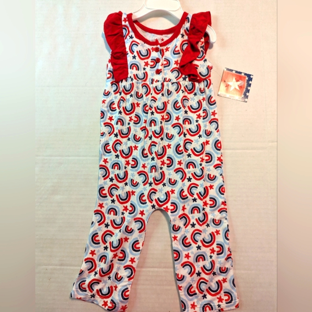 Little Girls Red White And Blue Summer Romper BNWT Size 12 Months
